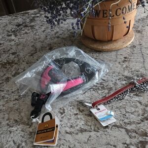 Gooby New Small Dog Harness, 1 Dog Leash, Pink and Black Pet Accessories
